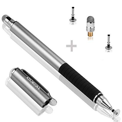 MEKO 1 Piezas de 2 en 1 Capacitiva Universal de Precisión Disco Agujas Bundle con Puntas de Repuesto Disco 2, 1 Puntas de Fibra de Repuesto para toda la Pantalla Táctil Teléfonos Inteligentes Tabletas