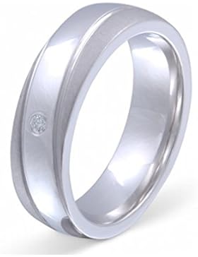 Flame Damen-Ring Trauring Antragsring Partnerring 925er Sterling Silber 1 Zirkonia weiss S-AH-D