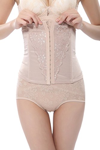 Bigood Women Shapewear Apricot Mesh Slimming Corset Belt L Waist 63-70 cm