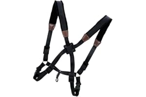 Changyeah Saxophone Shoulder Strap, Universal Double Leather Shoulder Strap for Saxophone, Leather Saxophone Strap with Widened Shoulder Pads and Adjustable Buckle, black