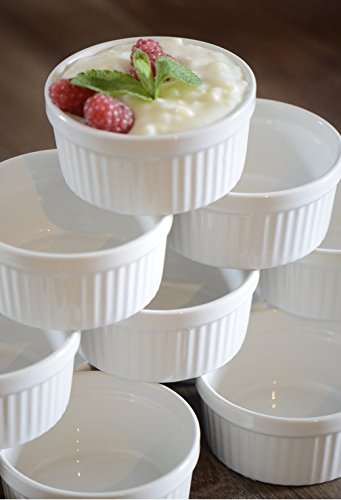 12 Stück Soufflé Souffle Förmchen Pastetenform Näpfchen - 9 cm Ø - Porzellan - 120 Stück RESTBESTAND