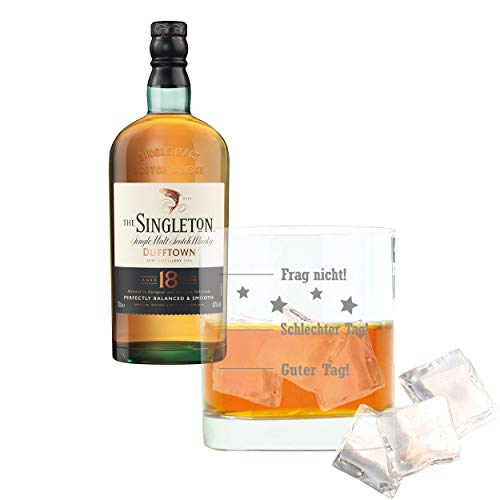 Singleton Of Dufftown Juego de 2 Vasos de Whiskey, 18 años/años, Pintado, Whisky, escocés, Alcohol, Bebida alcohólica, 40%, 700 ml, 661597, Regalo para el día del Padre, con Cristal Grabado