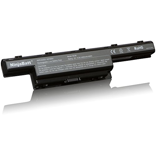 NinjaBatt New Laptop-Akku für Acer 3ICR19/65-2 31CR19/66-2 31CR19/65-2 AS10D5E BT.00603.111 Aspire 4752 5250 5336 5349 5551 5755 5749 5741 E1-531 – High Performance [6 Zellen/4400mAh/48wh] - 2