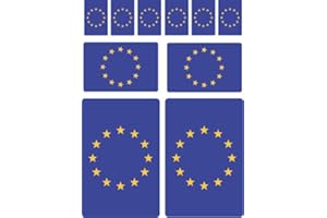 DYKGRAAF 10 Stück Flaggen Aufkleber Europa Set Sticker Europe Autoaufkleber - Offsetdruck Blau