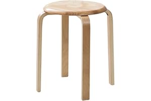 EXOTIC MYTH Taburete de Madera Apilable - Pequeño, Antihongos, Hevea Tropical - 33 X 40 X 44 Cm (Color Madera Natural)