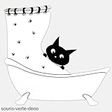 Plaque de porte de salle de Bains Chat noir et blanc humoristique et personnalisable