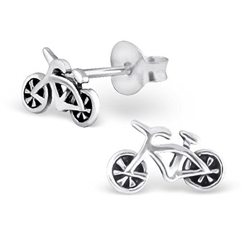 Katy Craig de plata de ley oxidada pendientes de para bicicleta - con caja de regalo