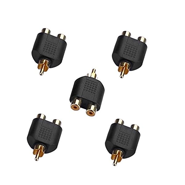 Sienoc 5 PK Audio-Adapter Chinch Cinch-Stecker auf 2X Cinch-Kupplung Y-Adapter Verteiler