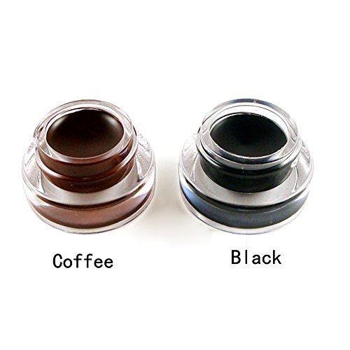 1 Portable Kosmetik Werkzeug Set: 3 stück Augenbrauen Schablone ,2 Farben Wasserdicht Eyeliner Gel Make-up Kosmetik augen Tools Schwarz & Braun mit 2 Bürste - 3
