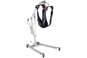 TERMIGEA Sollevatore Elettrico per Anziani o Disabili, Sollevamalati in Acciaio Bianco con Base Regolabile in Larghezza e Ruote per un Facile Spostamento, Peso Massimo Sopportato 150 Kg.