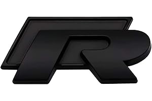 PP DD R Front Rear Badge Emblems Front Grille Bumper Rear Trunk Emblem - 3D Metal Nameplate Car Decal Logo Sticker Auto Accessories Fit For Passat Golf R Logo(Size:Rear,Color:black/Red)