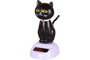 ‎ASUDARO Solar Wackelfiguren süße Katze,Asudaro Auto Armaturenbrett Katze Ornament Solar-Tanzspielzeug Autodeko Katze Dekofigur Wackelkopf Kleintier Autodeko Auch für Schreibtische, Tische, Balkone Schwarz