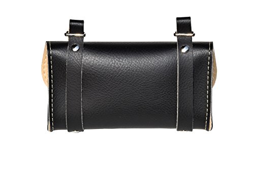 Rear Saddle Bike Bag. Bicycle pannier. Cycling storage. Vintage Style. Simil Leather. Color Black. MADE IN ITALY (VIN_3 Eco_N)