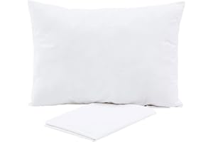 BABY AMABC Oreiller pour Tout-petit avec Taie D'oreiller 40 x 60 cm, Blanc Oreiller pour Enfants Dormir Oreiller Bébé Doux en 100% Coton Biologique Lavable Machine pour Garçon Filles, Lit de Bébé