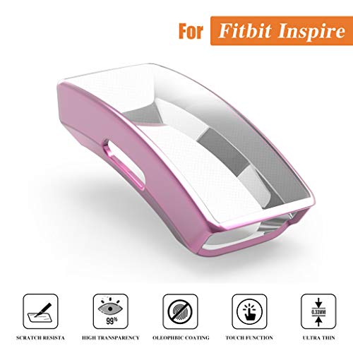 Preisvergleich Produktbild Ultradünne Displayschutzfolie für Fitbit Inspire / Inspire HRBloodfin Vollständige Abdeckung Beschichtung Weiche TPU Schutzfolie Schutzhülle [Anti-Öl][HD Clear][Anti-Bubble] (Rosa)