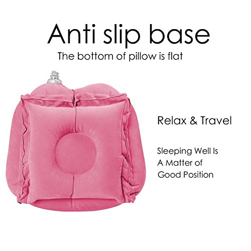 Aufblasbares Reisekissen für Flüge,Zugreisen,Fernbus, Tragbare Multifunktions Reise Nackenkissen, Nickerchenkissen - 4