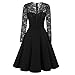 Produktbild Binggong tops Elegant Damen Edel Maxikleider Ballkleid Cocktailkleid Partykleid A-Linie Dünn Spitze Stitching Aushoshlen, Damen Elegant Kleider Spitzenkleid Langarm Cocktailkleid (sexy Schwarz, m)