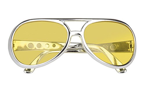 Preisvergleich Produktbild erdbeerloft - Elvis Brille Kostüm Sonnebrille Rock´n Roll, Gelb