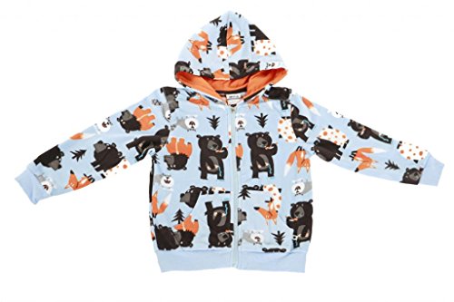 Nova - Boys Fleece Hoodie / Hooded Sweatshirt with Kangaroo Pocket - Zip Closure - Adorable Fox and Bear Print - Blue - UK 12-18m (EU 86)