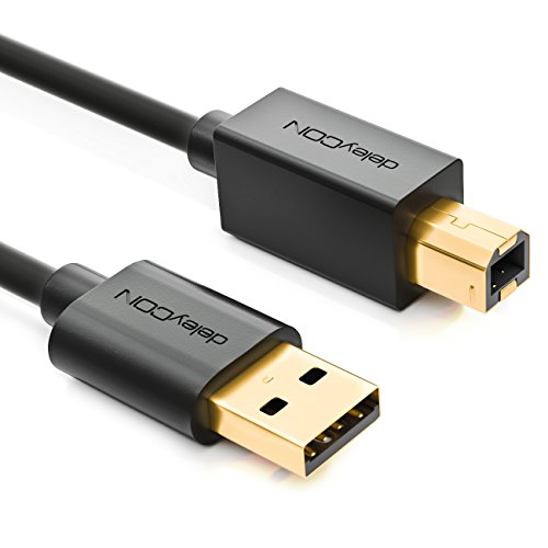 deleyCON [2m] USB 2.0 High Speed Kabel – PREMIUM USB 2.0 Datenkabel / Druckerkabel – USB A-Stecker zu USB B-Stecker – Übertragungsraten bis zu 480Mbps – geschirmtes, flexibles PREMIUM USB 2.0 High Speed Kabel – schnelle und sichere Datenübertragung – passgenaue, stabile USB Stecker – abwärtskompatibel zu USB 1.1 – Farbe: Schwarz - 2