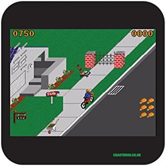"80s Paperboy Screenshot" NOVELTY Hot Drinks Coaster - Fun Retro Gaming Themed Design