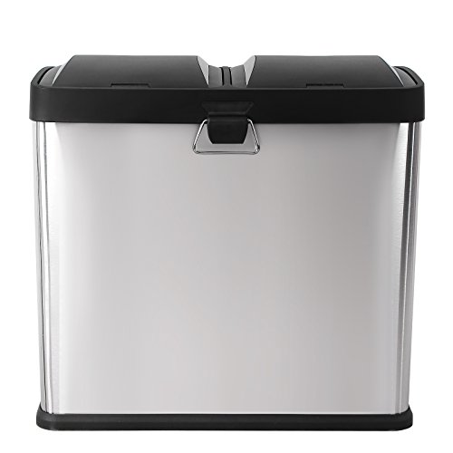 Songmics Mülleimer Abfalleimer 48 L für Küche Mülltrennsystem mit Pedal Edelstahl LTB48L - 7