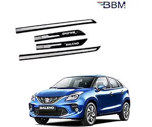 BBM Car Door Body Paint / Scratches Protector Black Side Beading with Chrome Dackle Design Moulding for Maruti Suzuki Nexa Baleno [Set of 4] 2016 Onward