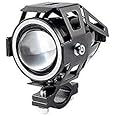 Allextreme EXU7MB1 U7 Mini CREE LED Fog Light Work Lamp with Hi/Low, Flashing Beam and Blue Angel Eye Ring for Cars and Motorcycles (12W, Blue & White Light, 1 PC)