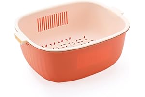 Youka Cestello di Scarico per Scolapasta da Cucina, Set di Ciotole per Scolapasta 2-in-1, Plastica PP Senza BPA Doppio Strato Staccabile per Lavare Verdure e Frutta