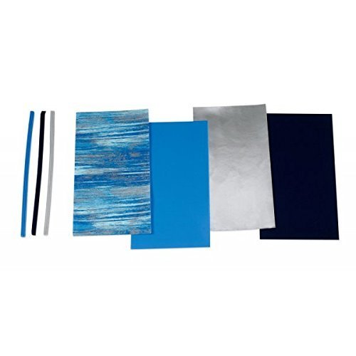 Wachsplatten / Verzierwachsstreifen im Sortiment "Blau gemustert (Mischung)" (4 Bögen + 9 Streifen / 175 x 80 x 0,5 mm) TOP QUALITÄT
