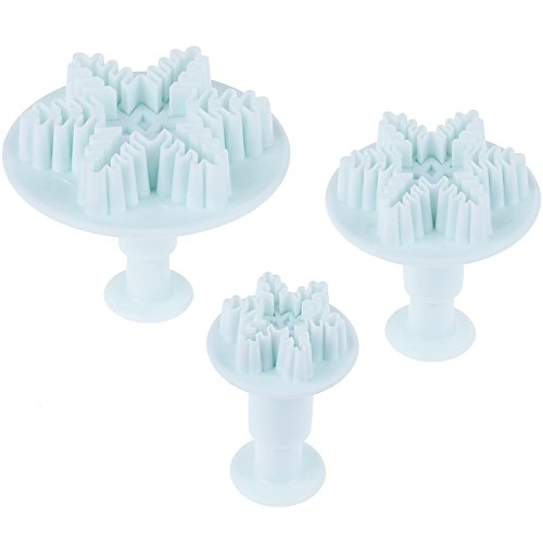 Anpro Schneeflocken Mould Ausstecher 3- teiliges Dekorieren Fondant Prägewerkzeug Groß Schneeflocke Plunger Kuchen Cutter - 2