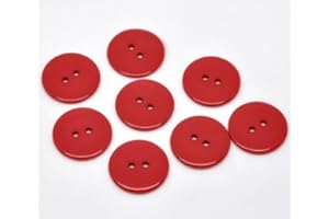 QPSUPPLIES 25 x Plain Red Round 23mm Resin Sewing Buttons for Knitting, Arts, Crafts and Clothes