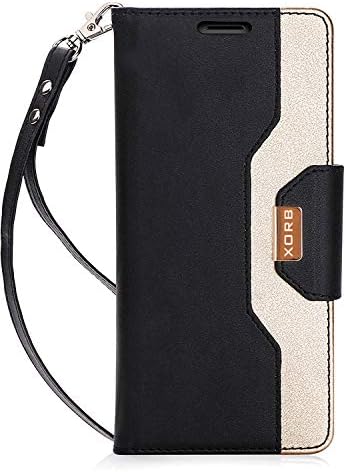 XORB Honor 6X Flip Cover Case Leather | Inner TPU | Foldable Stand | Wallet Card Slots - Gold-Black