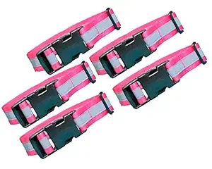 Binkymart Handmade Magenta Color Medium Reflective Collars for Dogs Set of 5 with complimentary Zip Tie (No D-Ring for Leash)