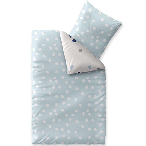 4-tlg. Sommer Bettwäsche Baumwolle 135×200 CelinaTex 0003964 Fashion Iris weiß blau Punkte Wendedesign - 3