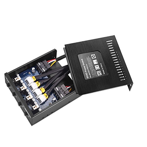 SISUN PW4101 3,5 „Voll-Aluminium Floppy-Einschub 4 x SATA HDD Power Switch Control / Schutzhülle (4 x Schalter) - 6
