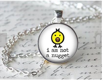 Vegan Necklace,Vegetarian Jewelry Vegan Pendant Necklace Humane Herbivore I am not a nugget chick chicken bird