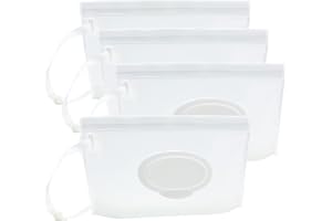 ULVBABI 4 Pièces Pochettes de Lingettes Humides, Sac à Lingettes Mouillées Portable, Distributeur Pochette Boîte de Rangement de Lingettes Humides Réutilisable pour Bébé Lingettes (Clear Pattern)