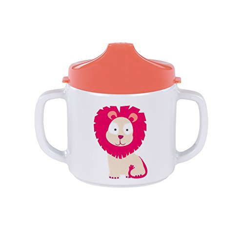 Lässig 1310007717 Trinkbecher mit Griff und Silikonboden, Wildlife Löwe