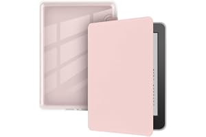 T Tersely Slim Case for Kindle 11th Generation 2024/2022 6 Inch Pink | Leather shell with crystal clear transparent back, shockproof hard cover & auto sleep/wake function