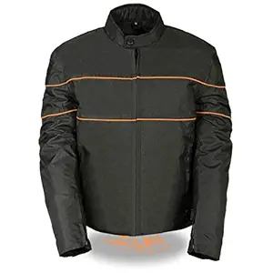 NexGen Men's Nylon Jacket with Zipper Vents and Reflective Piping (Black/Orange, XX-Large)