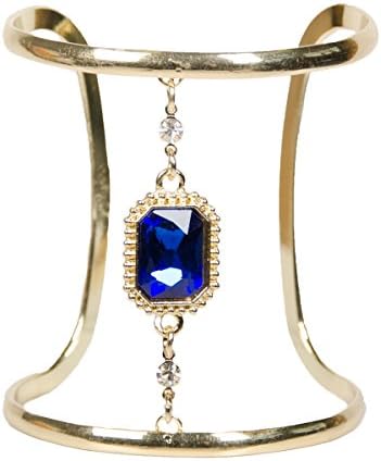 Adorning Ava Statement Gold and Sapphire Open Cuff Bangle