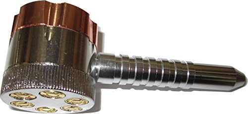 Hit-Pfeife mit 6er Trommel-Revolver-Magazin und integriertem Grinder, schwere Metallausführung, inkl. Hanfblatt-Anhänger - 4