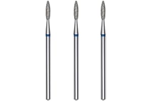 STALEKS PRO Set 3 frese diamantate per cuticole, 2,1 x 0,8 mm. Forma di fiamma arrotondata (grana media)