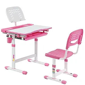 Alex Daisy Pluto Kids Height Adjustable Study Table & Chair Set (Standard, Pink)