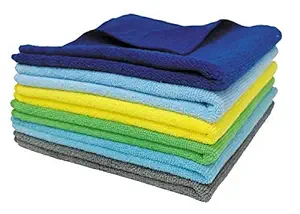 TWONE Multipurpose Microfiber Cloth Towel for Car Cleaning, Polishing, Glass & Detailing for Kitchen Cleaning, 40x40cm, Multicolour - Pack of 6