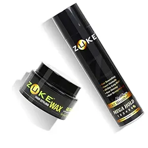 Zuke Power Hair Spray All Day Long Strong Hold-250ml + Hair Styling Wax Ultra Hold-100g (Combo Pack of 2 Items)