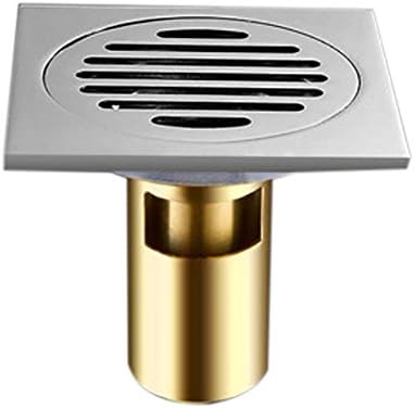 Full Copper Casting Art Deodorant Drainer Elephant Bathroom Strainer Square Shower Drain Brass Floor Drain Covers , Light Silver Long Paragraph