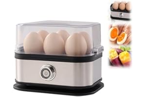 CBDYWVR Smart Egg Cooker with Auto Shut-Off, Rapid Egg Cooker, Perfect Soft Hard Boiled Eggs, 6-Egg Capacity, Multifunctional Stainless Steel Food Steamer for Dumplings, Veggies (Silvery)