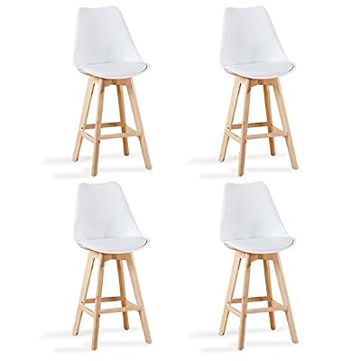 Designetsamaison Lot de 4 chaises hautes blanches - Gotteborg